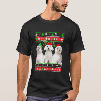 Christmas Pajama Maltese Tree Xmas Ugly Christmas T-Shirt