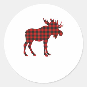 Christmas Pajama Moose Tee Animal Pajamas Xmas Gif Classic Round Sticker