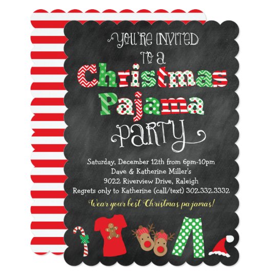 Christmas Pajama Party Invitations Template 2