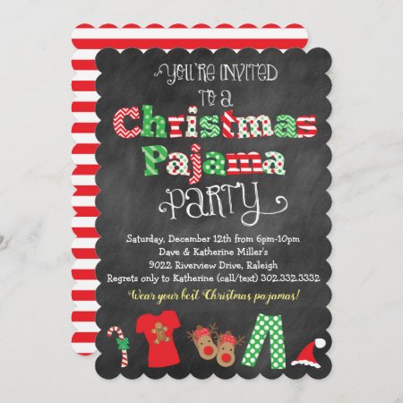 Christmas Pajama Party Chalkboard Invitation