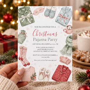 Christmas Pajama Party Cozy Watercolor Pajamas Invitation