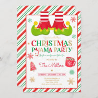 Christmas Pajama Party Elf Holiday Pajama Party Invitation