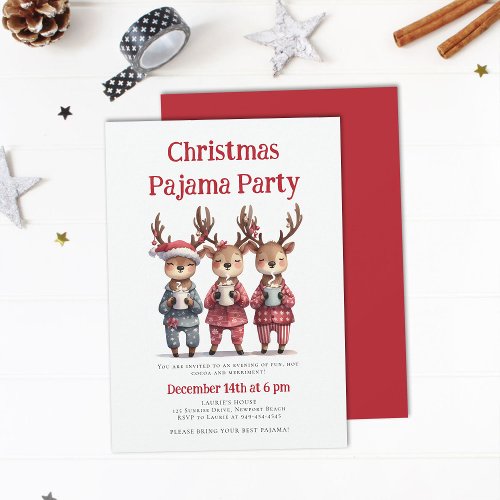 Christmas Pajama Party Funny Reindeer Sleepwear Invitation