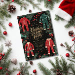 Christmas Pajama Party Holiday Pajama Elegant Invitation<br><div class="desc">Invite your guests to a cozy Christmas Pajama Party with this festive invitation! Red, green, and white pajamas adorn the design on a black background, paired with whimsical typography, creating a fun and cheerful vibe for your holiday celebration. You can transfer this delightful design onto a variety of products effortlessly....</div>