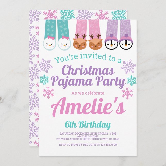 Christmas Pajama Party Invitation (Front/Back)