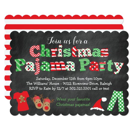 christmas-pajama-party-invitation-chalkboard-zazzle