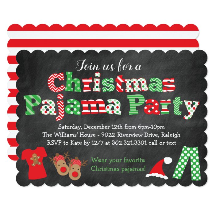 Christmas Pajama Party Invitation - Chalkboard | Zazzle.com