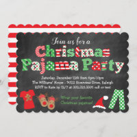 Christmas Pajama Party Invitation - Chalkboard