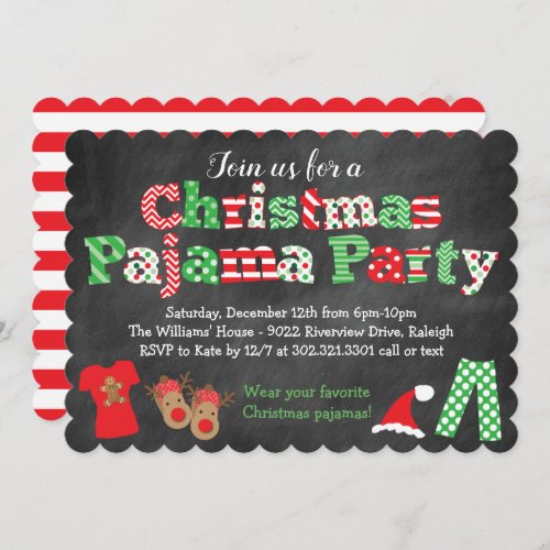 Christmas Pajama Party Invitation _ Chalkboard