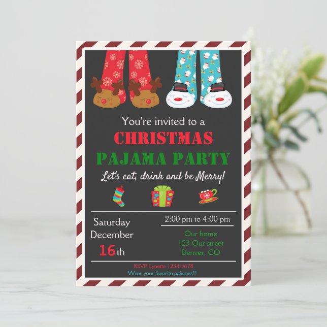 Christmas pajama party invitation Holiday pajama | Zazzle for Free Printable Christmas Pajama Party Invitations