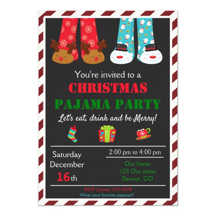 Christmas pajama party invitation Holiday pajama | Zazzle.com