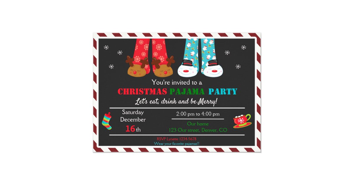 Christmas pajama party invitation Holiday pajama | Zazzle.com