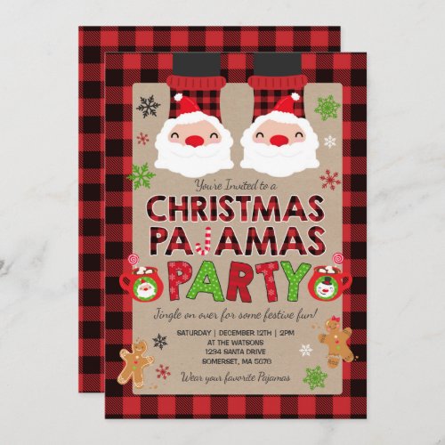 Christmas Pajama Party Invitation Holiday Pajamas