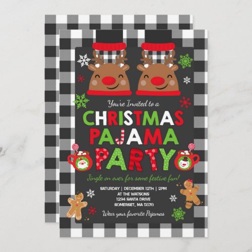 Christmas Pajama Party Invitation Holiday Pajamas