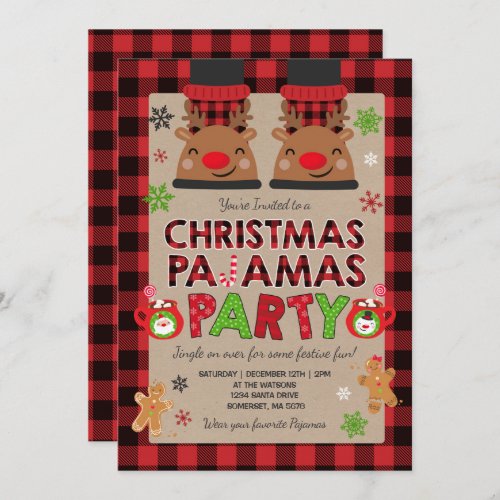 Christmas Pajama Party Invitation Holiday Pajamas