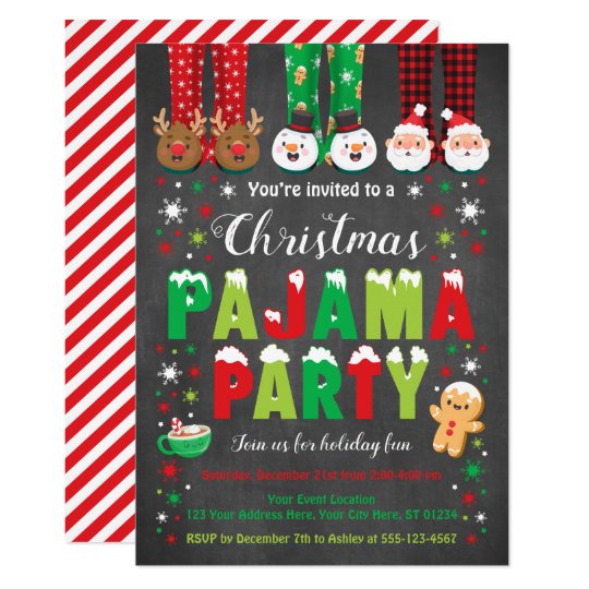 Christmas Pajama Party Invitation Holiday Party
