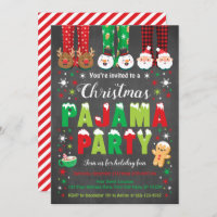 Christmas Pajama Party Invitation Holiday Party