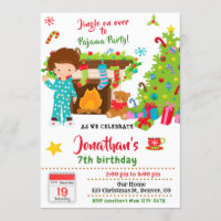 Christmas pajama party invitation Sleepover party