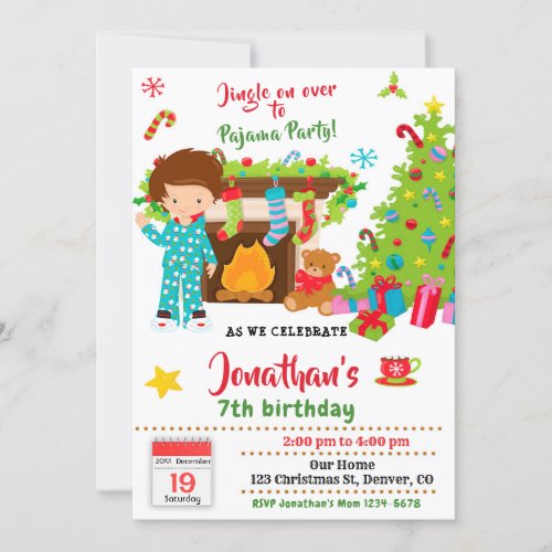 Christmas pajama party invitation Sleepover party