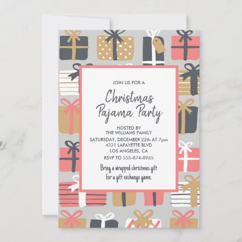 Christmas Pajama Party Invitation Slumber Gifts 