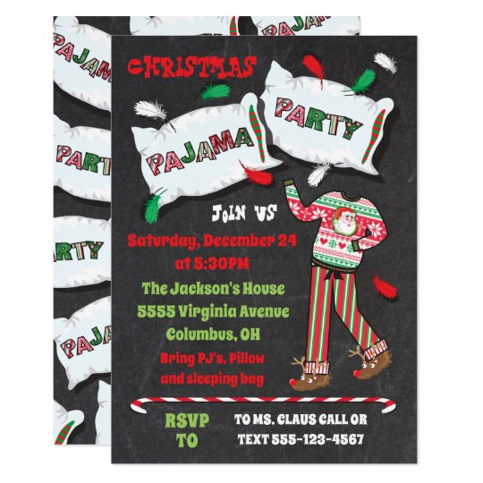 christmas pajama party invitations zazzle com make your own christmas party invitations
