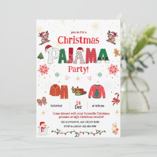 christmas pajama Party Invite for kids 