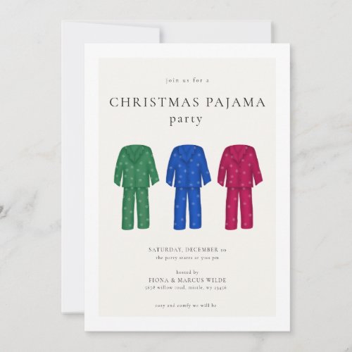 Christmas Pajama Party Invite  PJ Holiday Party 