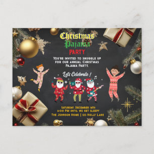 Christmas Pajama Party Kids Pajama Party Invitation Postcard