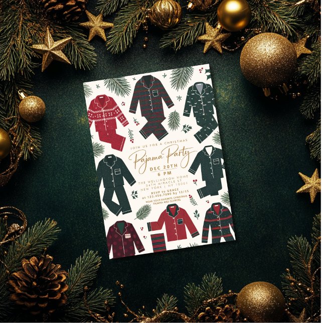 Christmas Pajama Party Minimalist Modern Simple Invitation (Creator Uploaded)