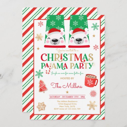 Christmas Pajama Party Red Holiday Pajama Party Invitation