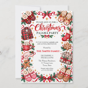Christmas Pajama Party Slippers Invitation