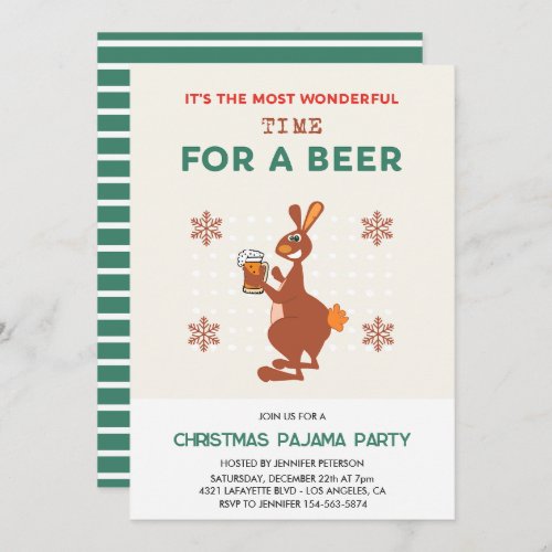 Christmas Pajama Party Slumber Funny Kangaroo  Invitation