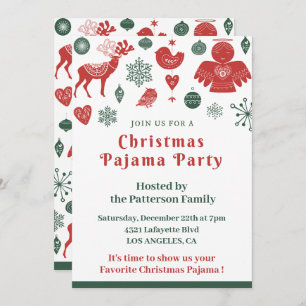 Christmas Pajama Party Winter Nordic Cute Invitation