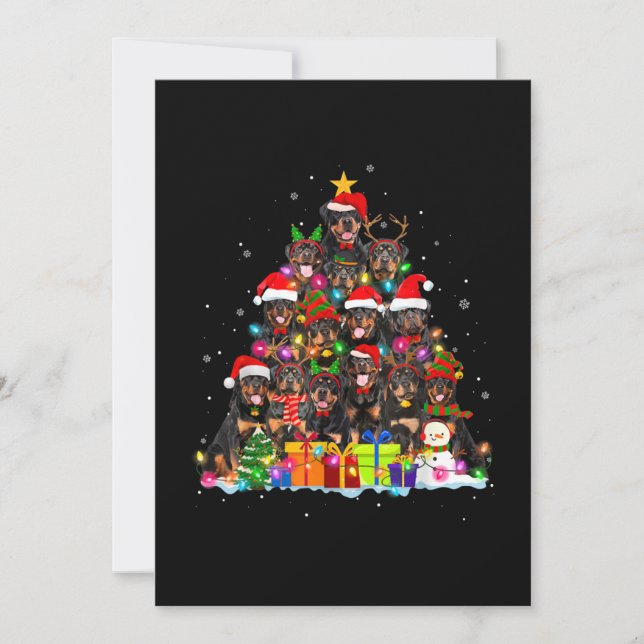 Christmas Pajama Rottweiler Tree Xmas Dog Dad Mom Invitation (Front)