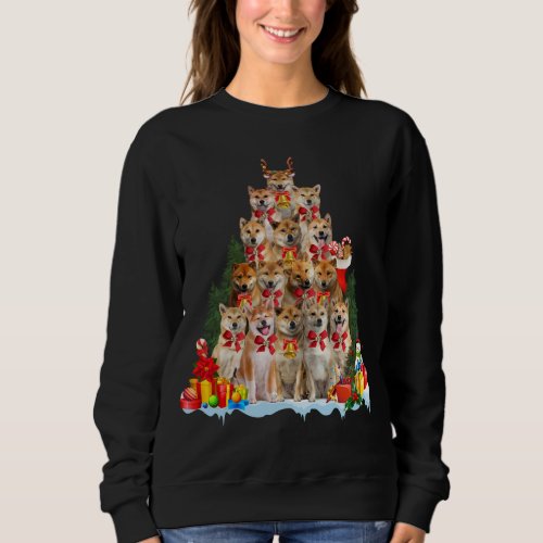 Christmas Pajama Shiba Inu Xmas Tree Gifts Dog Dad Sweatshirt