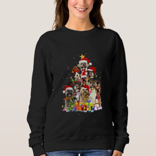 Christmas Pajama Shih Tzu Tree Xmas Gifts Dog Dad  Sweatshirt
