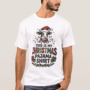 Christmas Pajama Shirt Cute Cow Holiday Design_1