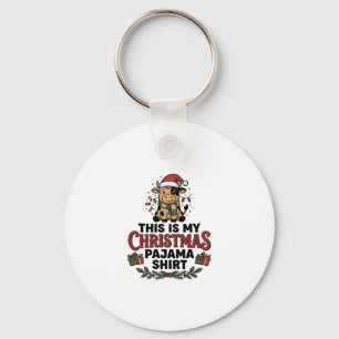 Christmas Pajama Shirt Cute Cow Holiday Design_1 Keychain