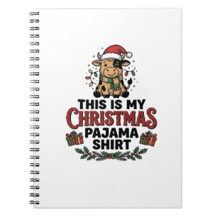 Christmas Pajama Shirt Cute Cow Holiday Design_1 Notebook