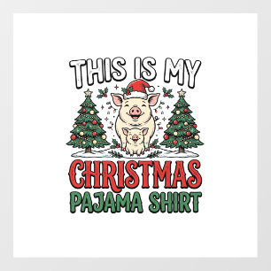 Christmas Pajama Shirt Cute Pig Holiday Vector Des Floor Decals