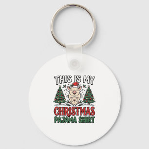 Christmas Pajama Shirt Cute Pig Holiday Vector Des Keychain