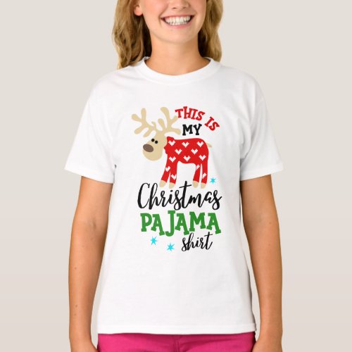 Christmas Pajama Shirt Cute Reindeer Festive