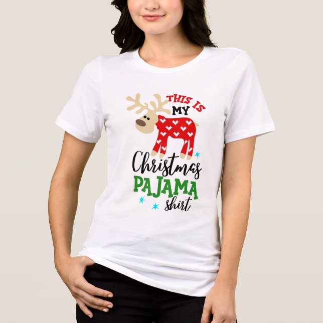 Christmas Pajama Shirt Cute Reindeer Festive (Front)