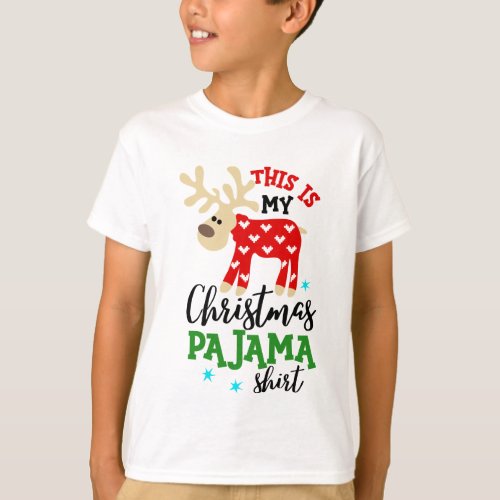 Christmas Pajama Shirt Cute Reindeer Festive