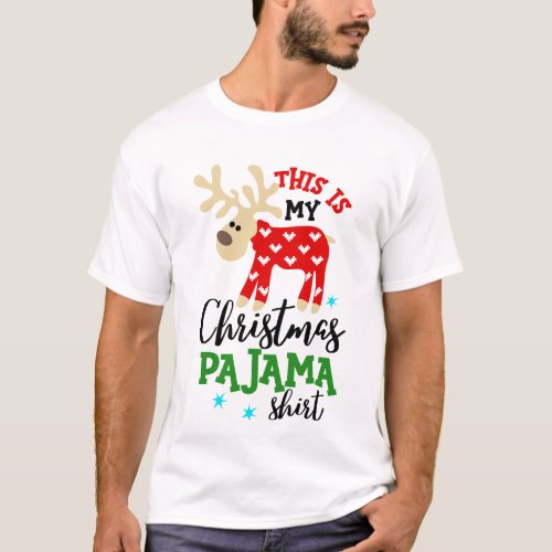 Christmas Pajama Shirt Cute Reindeer Festive