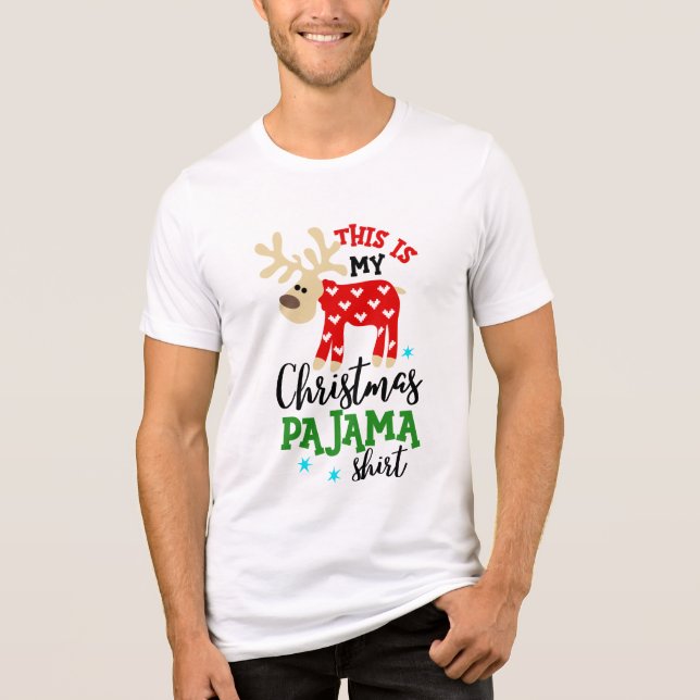 Christmas Pajama Shirt Cute Reindeer Festive (Front)