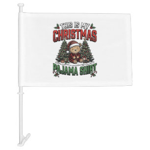 Christmas Pajama Shirt Cute Vintage Holiday Tee_1 Car Flag