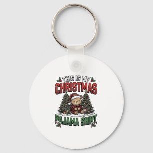 Christmas Pajama Shirt Cute Vintage Holiday Tee_1 Keychain