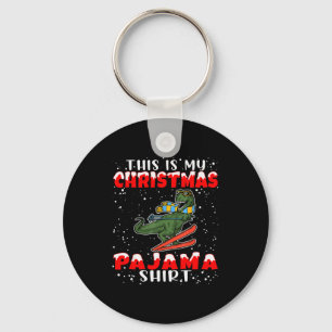 Christmas Pajama Shirt Funny Xmas Skiing Gift For  Keychain