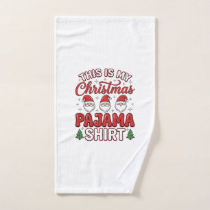 Christmas Pajama Shirt Gnome Holiday Design Hand Towel